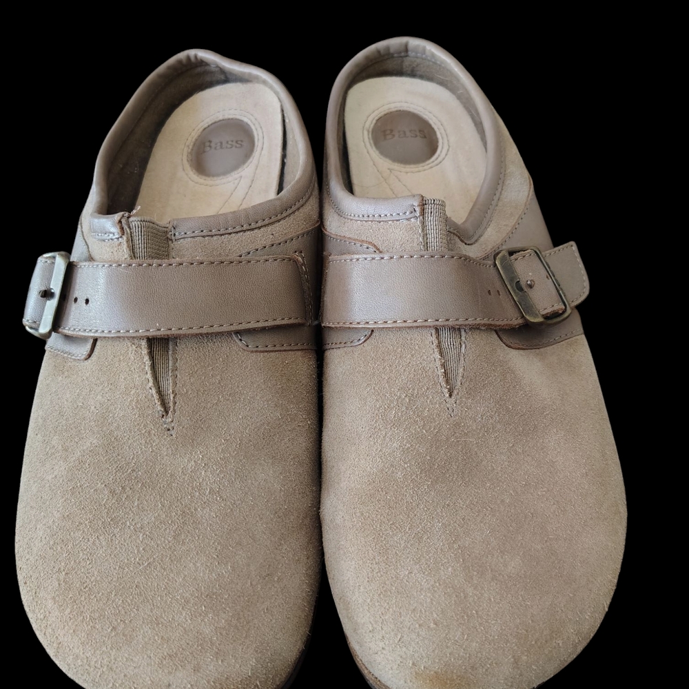 Tan Suede Slip-On Shoes with Buckle